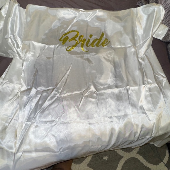 Satin Bride robe, sash & one-piece bathing suit. - Picture 3 of 12